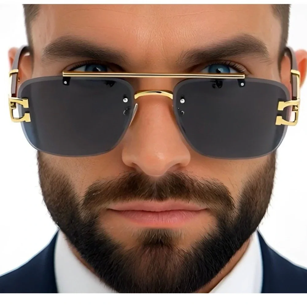 Sunglasses Men Shades UV400 Sun Protection‎ Dark Grey Lens LEntes Gafas Humbres